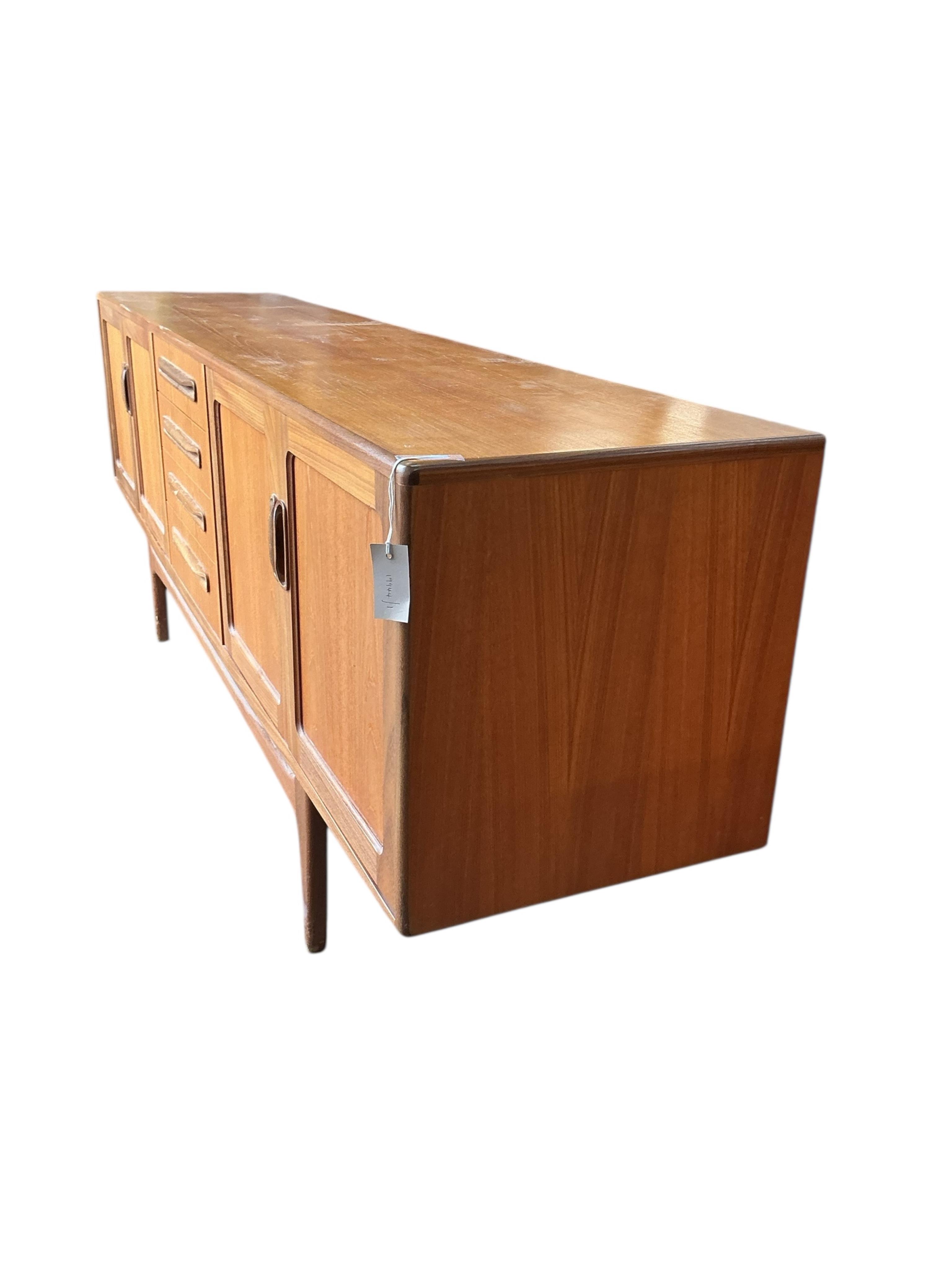 A mid century G Plan Fresco teak sideboard, width 212cm, depth 46cm, height 80cm
